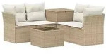 vidaXL Sofa Set 6 stk. Beige und Cremewei&szlig; Polyrattan und Stahl