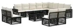 vidaXL Gartensofa-set 13 stk. Schwarz und Cremewei&szlig; Poly-Rattan