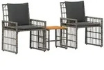 vidaXL Gartenm&ouml;bel Set 3 pcs Schwarz und Dunkelgrau