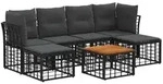 vidaXL Outdoor-Sofagarnitur 7 pcs Schwarz und Dunkelgrau Polyester