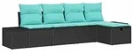 vidaXL Gartensofa-set 5 stk. Schwarz Poly-Rattan