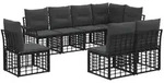 vidaXL Outdoor-Sofagarnitur 8 pcs Schwarz und Dunkelgrau Polyester