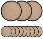 vidaXL Jute Platzsets 12 pcs Nat&uuml;rlich und Schwarz &Oslash; 30 cm