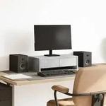 vidaXL Monitorst&auml;nder mit Schubladen Betongrau 50x27x15 cm