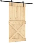 vidaXL Schiebet&uuml;r Nat&uuml;rlich und Schwarz 100 x 210 cm Massivkiefer