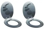vidaXL Soft-Close Toilettensitz 2 pcs Grau 44 x 38 cm MDF-Platte