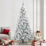 vidaXL K&uuml;nstlicher klappbarer Weihnachtsbaum Wei&szlig; 240 cm PE und PVC