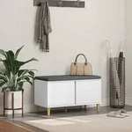 vidaXL Flurbank mit Kissen mit Speicher mit T&uuml;r Wei&szlig; 80 x 38 x 46 cm