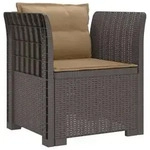 vidaXL 1-Sitzer Sessel mit Kissen Rattan-Look PP Hellgrau
