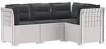 vidaXL 4-Sitzer Gartensofa mit Kissen Rattan-Look PP Wei&szlig;