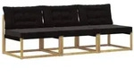 vidaXL Outdoor Mittelsofa Massives Akazienholz und Textilene Wei&szlig;