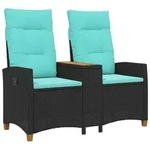 vidaXL Liegebank mit Tisch Schwarz und T&uuml;rkis 126 x 65 x 112 cm