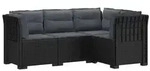 vidaXL 4-Sitzer Gartensofa mit Kissen Rattan-Look PP Anthrazit