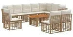 vidaXL Gartensofa-set 11 stk. Nat&uuml;rlich und Cremwei&szlig; Poly-Rattan