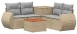 vidaXL Sofa Set 6 stk. Beige und Hellgrau Polyrattan und Stahl