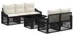 vidaXL Gartensofa-set 6 stk. Schwarz und Cremewei&szlig; Poly-Rattan