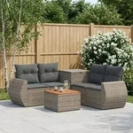 vidaXL Sofa Set 6 stk. Grau und Dunkelgrau Polyrattan und Stahl