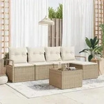 vidaXL 6-tlg. Garten-Sofagarnitur mit Kissen Braun Poly Rattan
