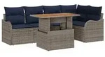 vidaXL Gartensofa-set 6 stk. 5-Sitzanzahl Grau und Marineblau