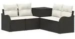vidaXL Sofa Set 5 stk. Schwarz und Cremewei&szlig; Polyrattan und Stahl