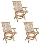 vidaXL Klappbarer Gartenstuhl 3 pcs Natur Massivholz Teak