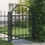 vidaXL Zauntor mit Gew&ouml;lbter Spitze Stahl 100 x 125 cm Schwarz