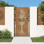 vidaXL Gartentor 105x205 cm Cortenstahl Baum-Design
