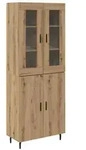 vidaXL Highboard 2 pcs Artisan-Eiche Engineered Wood und Glas