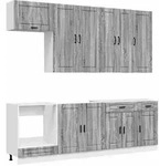 vidaXL K&uuml;cheneinheit PORTO 8 pcs Grau Sonoma Holzwerkstoff