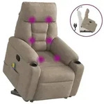 vidaXL Massagesessel mit Aufstehhilfe Taupe Mikrofasergewebe