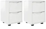 vidaXL Nachttische 2 pcs Hochglanz Wei&szlig; 30,5 x 30 x 43 cm