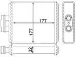 W&auml;rmetauscher Heizung Rippen gef&uuml;gt Alu 177mm-177mm MAHLE f&uuml;r u.a. SEAT IBIZA