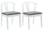 vidaXL Esszimmerstuhl 2 pcs Wei&szlig; und Grau Massives Gummiholz