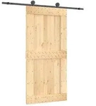 vidaXL Schiebet&uuml;r Nat&uuml;rlich und Schwarz 100 x 210 cm Massivkiefer