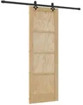 vidaXL Schiebet&uuml;r Nat&uuml;rlich und Schwarz 73,5 x 211 cm