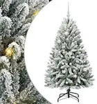 vidaXL K&uuml;nstlicher Weihnachtsbaum Gr&uuml;n und Wei&szlig; 150 cm PVC und Metall