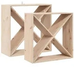 vidaXL Weinregal 2 pcs Natur 62 x 25 x 62 cm Massives Kiefernholz