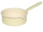Riess Stielkasserolle mit gro&szlig;em Ausguss &Oslash;16cm 1L Pastell Gelb Emaille