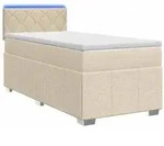 vidaXL Boxspringbett mit Matratze Creme 100 x 200 cm Stoff