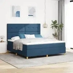 vidaXL Boxspringbett mit Matratze Blau Super King Stoff