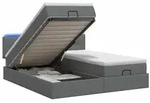 vidaXL Ottoman-Bett mit Matratze und LED Dunkelgrau 180 x 200 cm Stoff