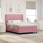 vidaXL Boxspringbett mit Matratze Rosa 140x200 cm Samt