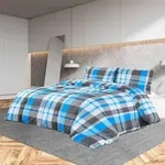 vidaXL Bettw&auml;sche-Set Blau und Grau 200x220 cm Baumwolle