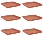 vidaXL Quadratisches Blumentablett 6 pcs Ziegelrot 36 x 36 x 2,5 cm