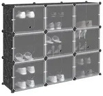 vidaXL Regalsystem mit 9 W&uuml;rfeln und T&uuml;ren Schwarz PP