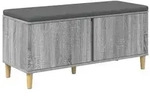 vidaXL Flurbank mit Kissen mit Speicher Graues Sonoma 100 x 38 x 46 cm