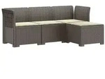 vidaXL 4-Sitzer Garten Sofa mit Kissen Rattan Look PP Hellgrau