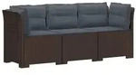 vidaXL 3-Sitzer Garten Sofa mit Kissen Rattan-Look PP Braun