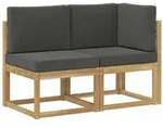 vidaXL Outdoor Mittel- und Ecksofa 2 St&uuml;ck Wei&szlig; Massivholz Akazie
