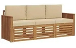 vidaXL Sofagarnituren 3 pcs Natur und Beige Massivholz Akazie